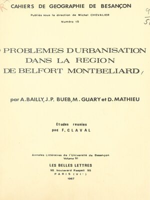 cover image of Problèmes d'urbanisation dans la région de Belfort Montbéliard
